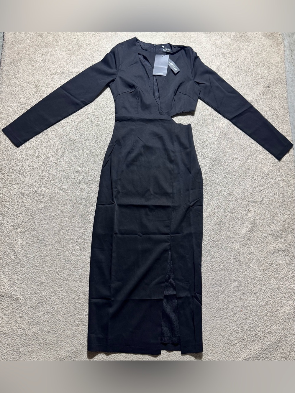 Santo Paulo de Santo‎ Dress Womens XS Cavirelle Midi Waist Cutout V Neck NEW